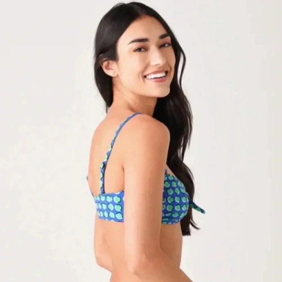 Solid & Striped The Roux Bikini Top Cobalt Blue Polka Dot - Picture 2 of 10